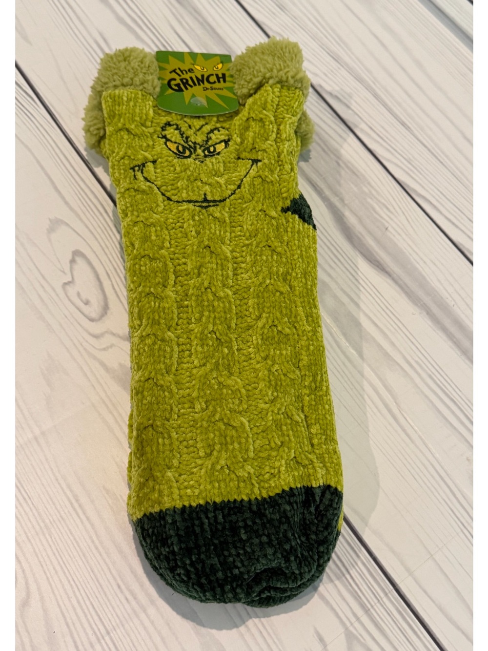 The Grinch Plush Slipper Socks - Lime Green NWT
